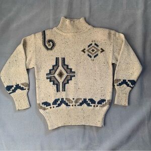 Vintage neutral tones wool blend mock neck sweater